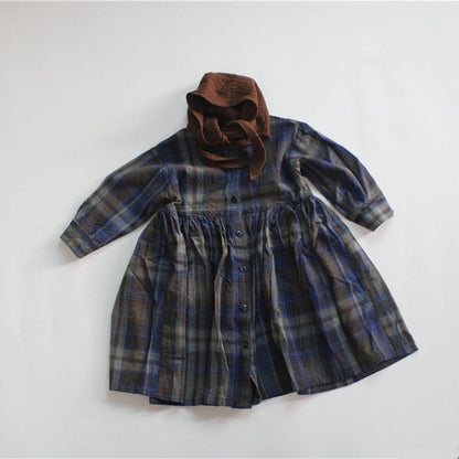 長袖ワンピース キッズ トラッド チェック 長袖 ワンピース【mh0001297】