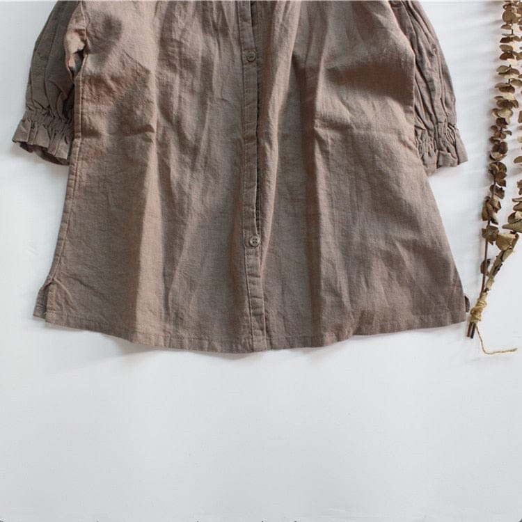 長袖ワンピース キッズ 無地 ルーズ ロング 長袖 シャツ ワンピース【mh0001299】