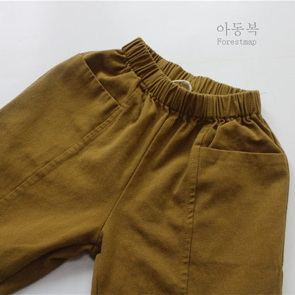 ロングパンツ・スウェットパンツ キッズ コットンリネン ポケット ルーズ パンツ ズボン【mh0001302】
