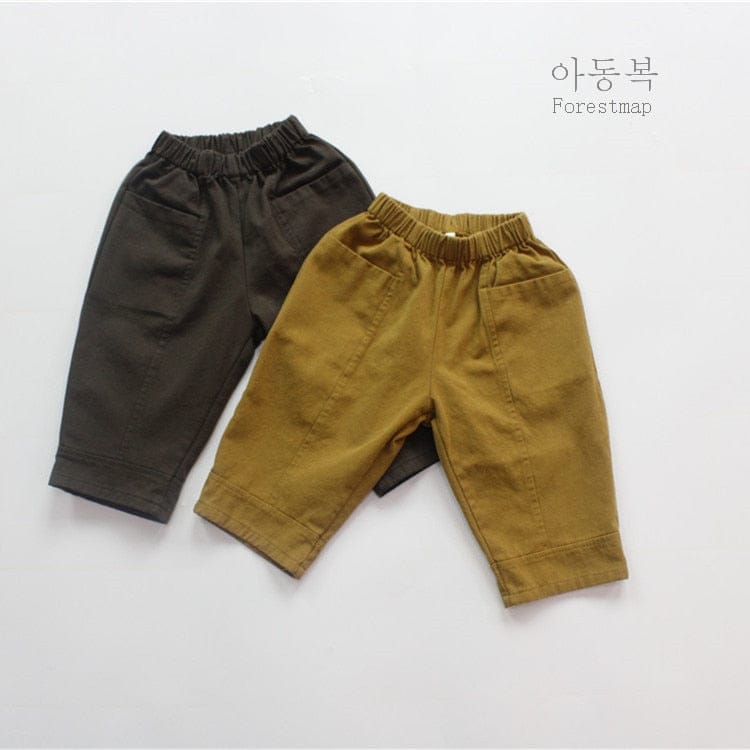 ロングパンツ・スウェットパンツ キッズ コットンリネン ポケット ルーズ パンツ ズボン【mh0001302】