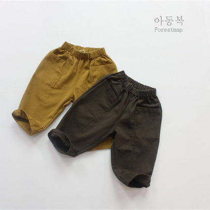 ロングパンツ・スウェットパンツ キッズ コットンリネン ポケット ルーズ パンツ ズボン【mh0001302】