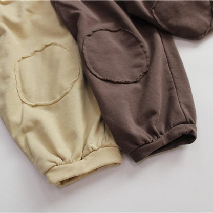 ロングパンツ・スウェットパンツ キッズ 無地 膝パッチ ルーズ ランタン パンツ ズボン【mh0001306】