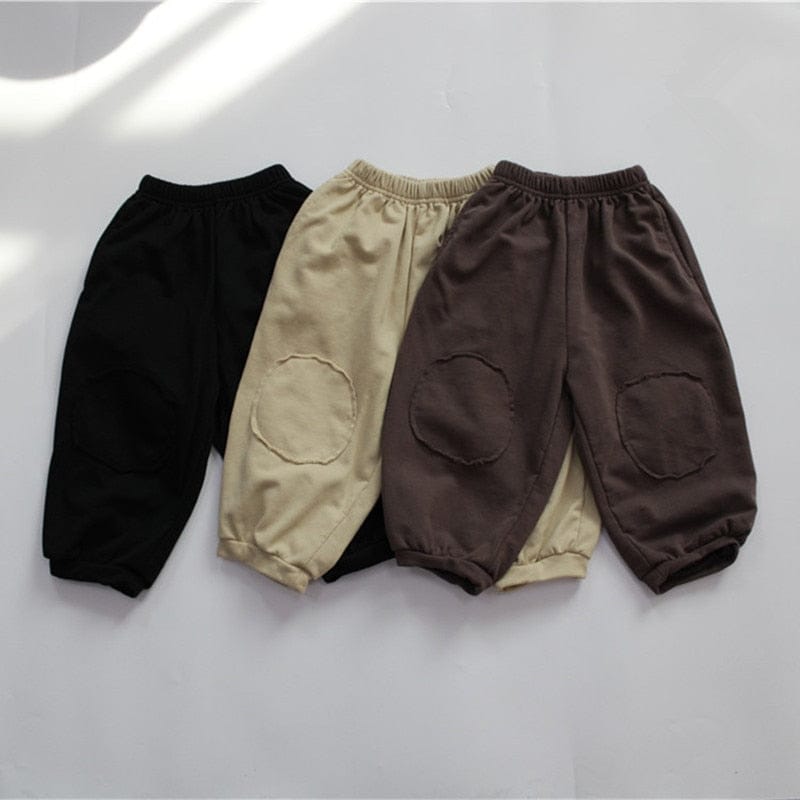 ロングパンツ・スウェットパンツ キッズ 無地 膝パッチ ルーズ ランタン パンツ ズボン【mh0001306】