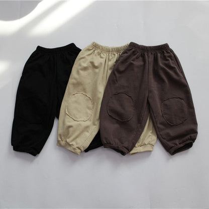 ロングパンツ・スウェットパンツ キッズ 無地 膝パッチ ルーズ ランタン パンツ ズボン【mh0001306】