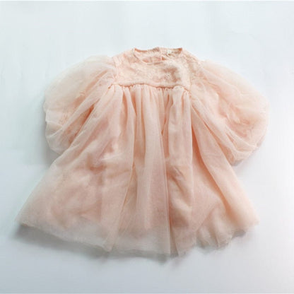 長袖ワンピース Pink / 12M 80cm キッズ チュチュ チュール 長袖 パフスリーブ ドレス ワンピース【mh0001274】