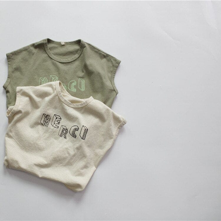 タンクトップ・キャミソール・ノースリーブトップス キッズ レターロゴ ノースリーブ Tシャツ【mh0001957】