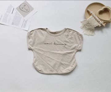 半袖Tシャツ Apricot / 3T 90cm キッズ レタープリント バットスリーブ Tシャツ【mh0000020】