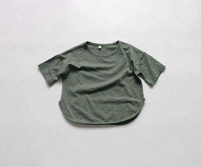 半袖Tシャツ Army Green / 80cm キッズ ルースコットン Tシャツ ピュアカラー 半袖 トップス【mh0000016】