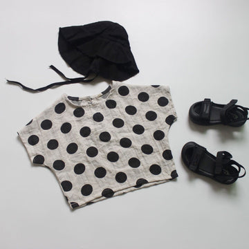 半袖Tシャツ Gray / 3T 90cm / 取り寄せ（7〜35日） キッズトップス みずたまドットプリント ルーズ シャツ Tシャツ【mh0000540】