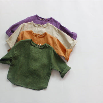 長袖Tシャツ キッズ コットンリネン 長袖 シャツ トップス【mh0000728】