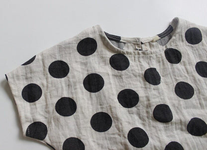 半袖Tシャツ キッズトップス みずたまドットプリント ルーズ シャツ Tシャツ【mh0000540】