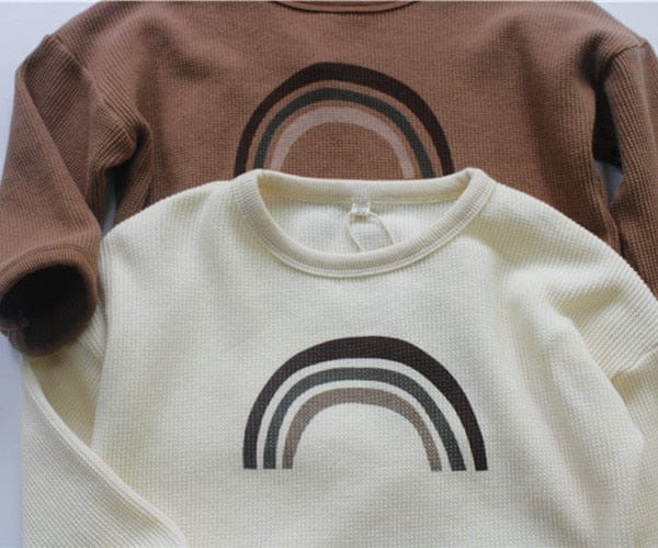 長袖Tシャツ キッズ レインボー 長袖 ルーズ Tシャツ トップス【mh0001003】