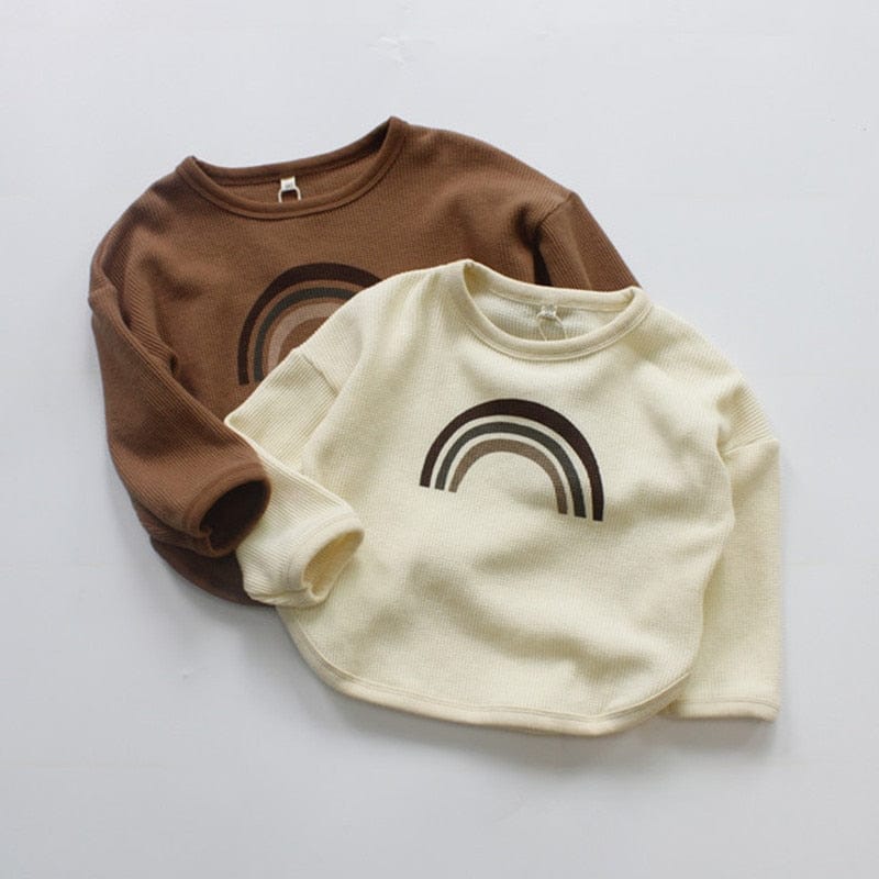 長袖Tシャツ キッズ レインボー 長袖 ルーズ Tシャツ トップス【mh0001003】