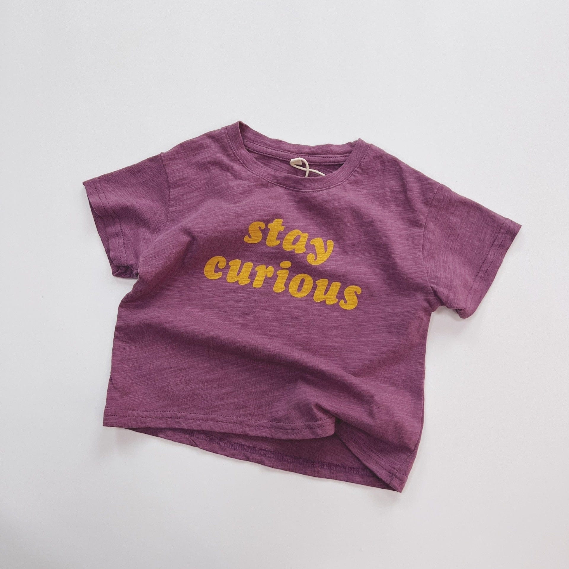 半袖Tシャツ キッズ レターロゴ プリント 半袖 Tシャツ グレープ パープル ユニセックス【mh0001984】