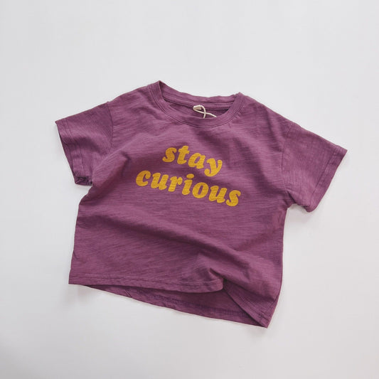 半袖Tシャツ キッズ レターロゴ プリント 半袖 Tシャツ グレープ パープル ユニセックス【mh0001984】