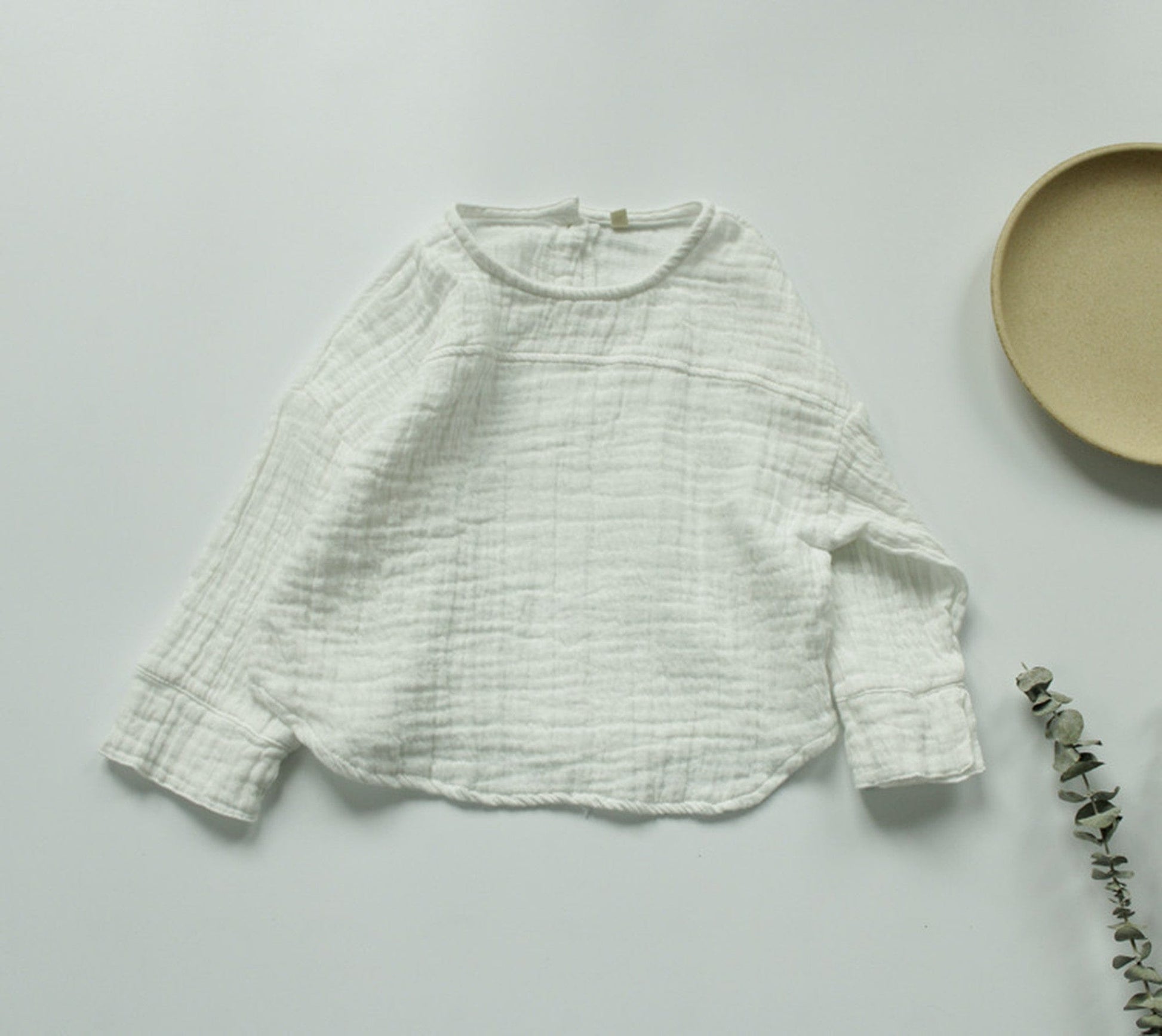 長袖Tシャツ White / 24M 80cm キッズ コットンリネン トップス【mh0000320】