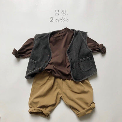 ロングパンツ・スウェットパンツ キッズパンツ コットン ルーズ ロングパンツ カーキ/ダークグレー/2カラー【mh0000636】