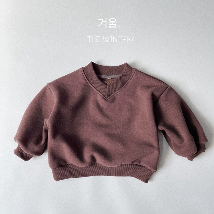 トレーナー・フーディ Coffee / 12M 80cm キッズ 裏フリース スウェット Vネック トレーナー パンツ【mh0001056】