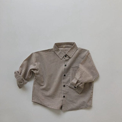 長袖シャツ・ブラウス Khaki / 12M 80cm キッズ ストライプ シャツ トップス【mh0000133】