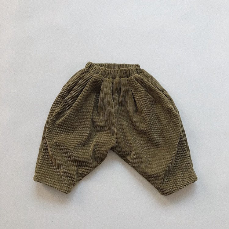 ロングパンツ・スウェットパンツ Khaki Green / 12M 80cm キッズ コーデュロイ 裏フリース パンツ 暖パン【mh0001072】