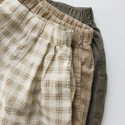 半袖シャツ・ブラウス キッズ チェック 半袖 シャツ ルーズ パンツ【mh0001113】