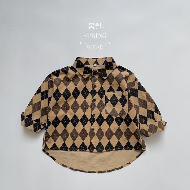 ロングパンツ・スウェットパンツ Shirt B / 12M 80cm キッズ アーガイル チェック 長袖 シャツ ブラウス ルーズ パンツ【mh0001244】