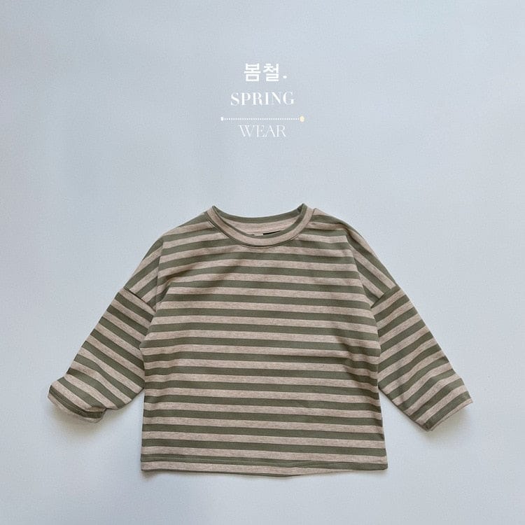 長袖Tシャツ Green / 12M 80cm キッズ ボーダー ベーシック 長袖 Tシャツ トップス【mh0001233】