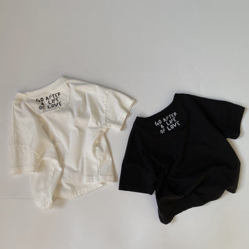 半袖Tシャツ キッズ バック レターロゴ 半袖 ルーズ Tシャツ トップス ボーイズ【mh0002477】