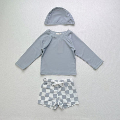 ベビー用水着 キッズ ボーイズ 男の子 セパレート 水着 スイムウェア ラッシュガード 帽子 セット【mh0001415】