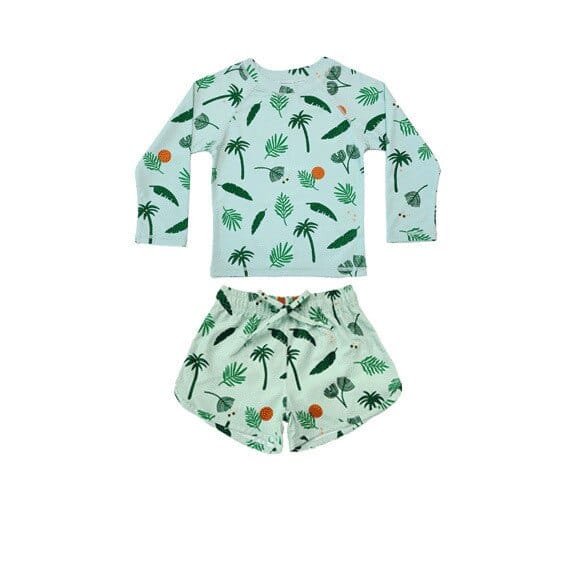 ベビー用水着 キッズ ボーイズ 男の子 セパレート 水着 スイムウェア ラッシュガード 帽子 セット【mh0001415】