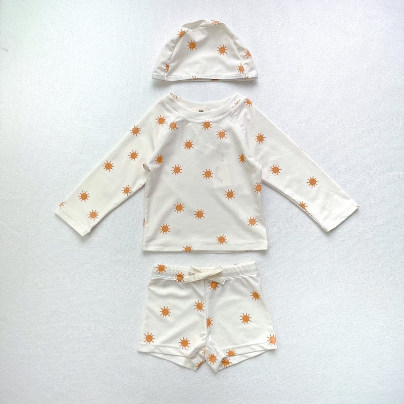 ベビー用水着 キッズ ボーイズ 男の子 セパレート 水着 スイムウェア ラッシュガード 帽子 セット【mh0001415】