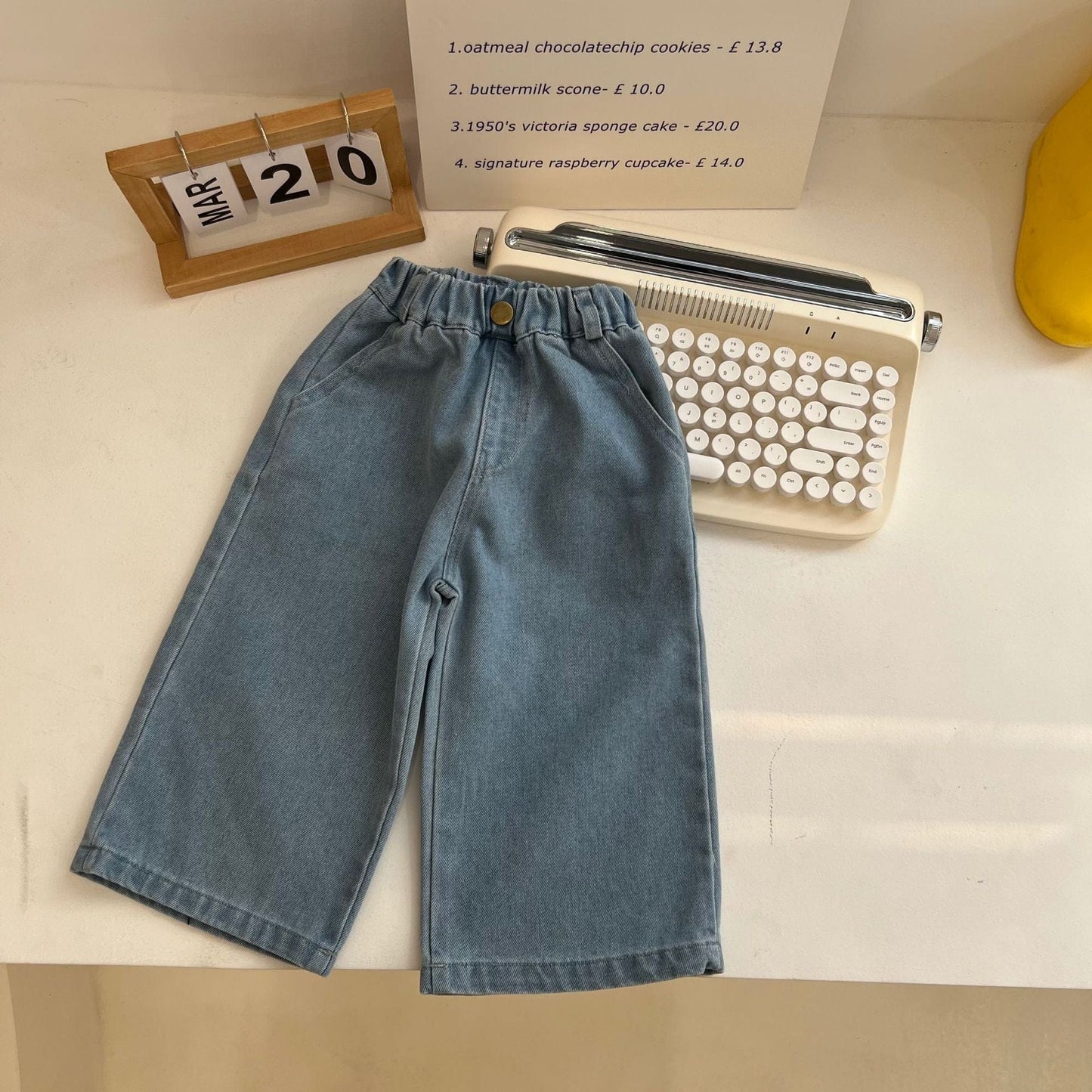 デニムパンツ Blue / 90cm キッズ デニム ワイド ストレート パンツ ジーンズ【mh0001148】