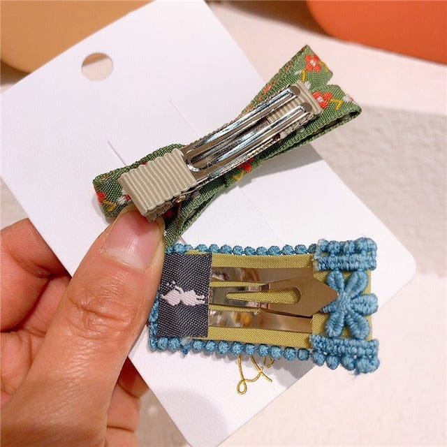 ヘアアクセサリー キッズ レース フラワー ヘアピン ヘアアクセサリー パッチンピン 2個 セット【mh0001882】