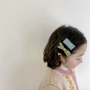 ヘアアクセサリー キッズ レース フラワー ヘアピン ヘアアクセサリー パッチンピン 2個 セット【mh0001882】