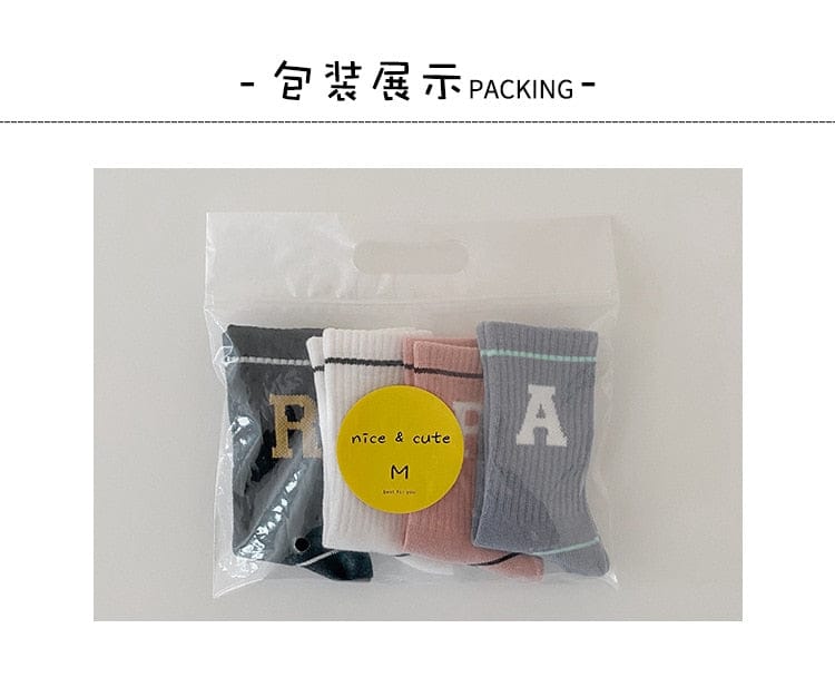 ベビー用靴下・タイツ ベビー キッズ アルファベット ソックス 靴下 4足セット【mh0000565】