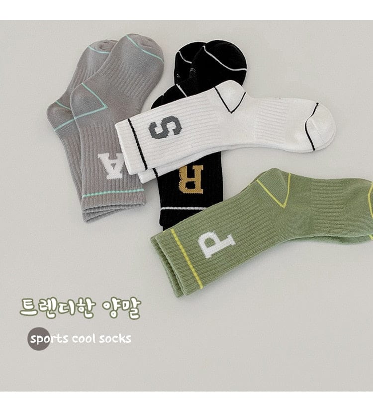 ベビー用靴下・タイツ ベビー キッズ アルファベット ソックス 靴下 4足セット【mh0000565】