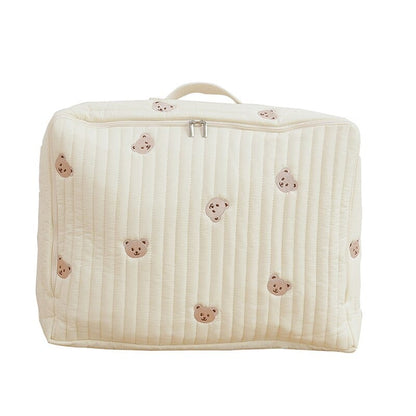 おむつポーチ bear S キルティング 刺繍 おむつポーチ ママバッグ 鞄 くま ベア オリーブ チューリップ チェリー りす【mh0001464】