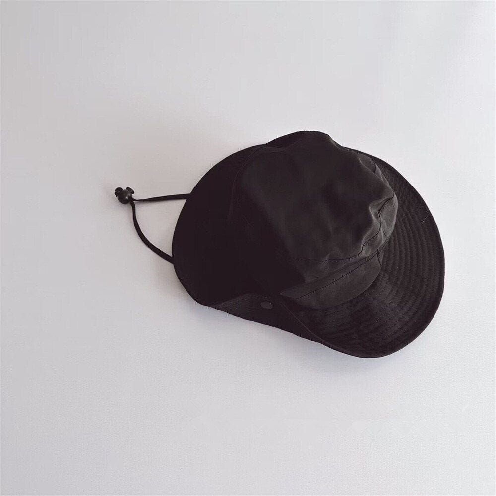 ベビー用帽子 Black / 52cm キッズ シンプル サファリハット バケットハット 帽子【mh0001532】
