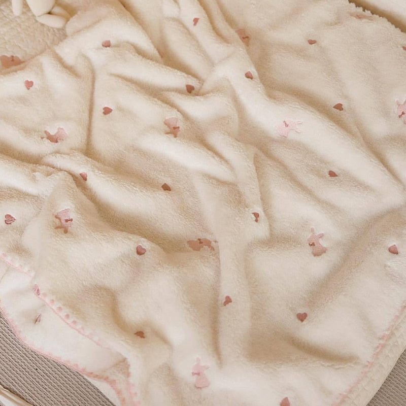 ベビーブランケット・タオル bunny / 85X140cm ベビー 刺繍 ブランケット 毛布 フランネル くま ベア りす うさぎ バニー【mh0000894】