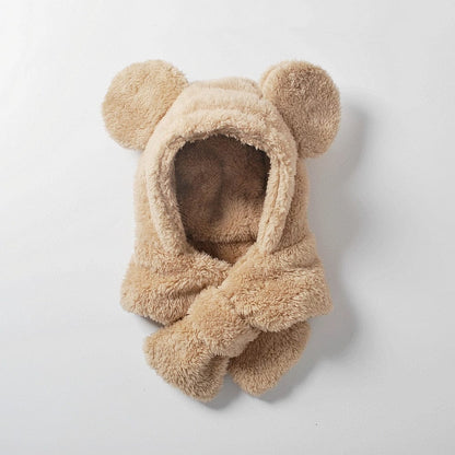 ベビー用帽子 Camel / S ベビー キッズ くま耳 フード フーディ 帽子 マフラー【mh0001059】
