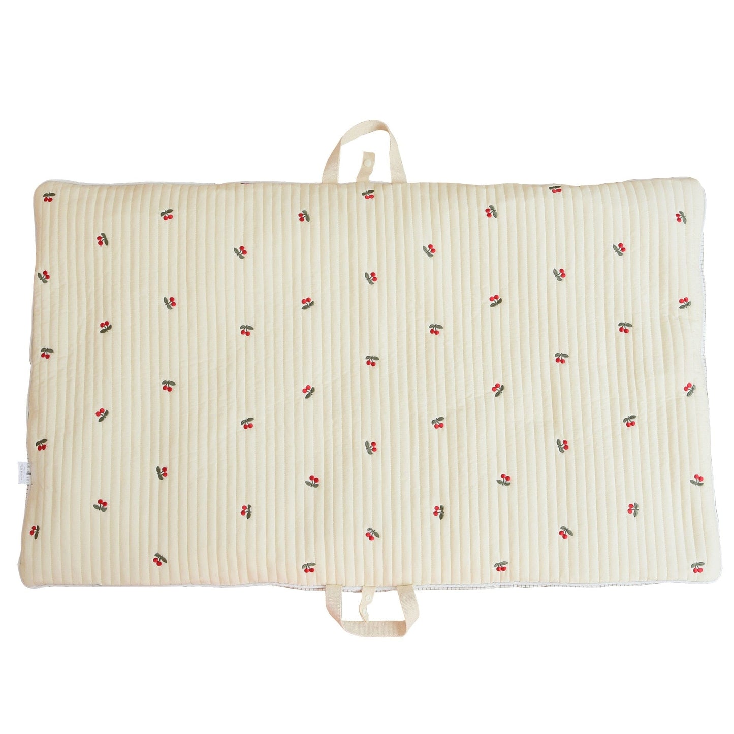 ベビーブランケット・タオル Cherry / 65x115cm ベビー キルティング 刺繍 お昼寝 マット ポータブル 折りたたみ くま うさぎ オリーブ チェリー りす【mh0000971】