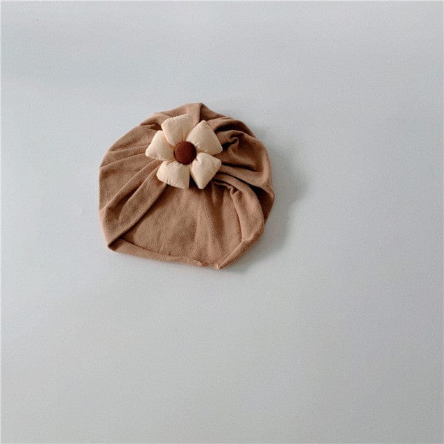 ベビー用帽子 Coffee / 46-48cm ベビー フラワー キャップ ターバンハット 帽子【mh0000699】