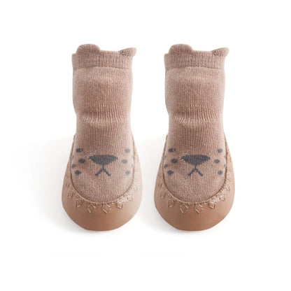 ベビー用靴下・タイツ Coffee / S ベビー アニマル 動物 ルームシューズ ソックス 靴下 ファーストシューズ 室内ばき【mh0000913】