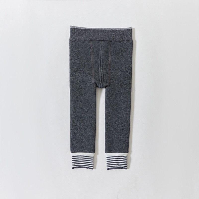 ベビー用靴下・タイツ Gray / XS ベビー 裏フリース 厚手 レギンス レギパン ボーダー 暖パン タイツ【mh0001184】