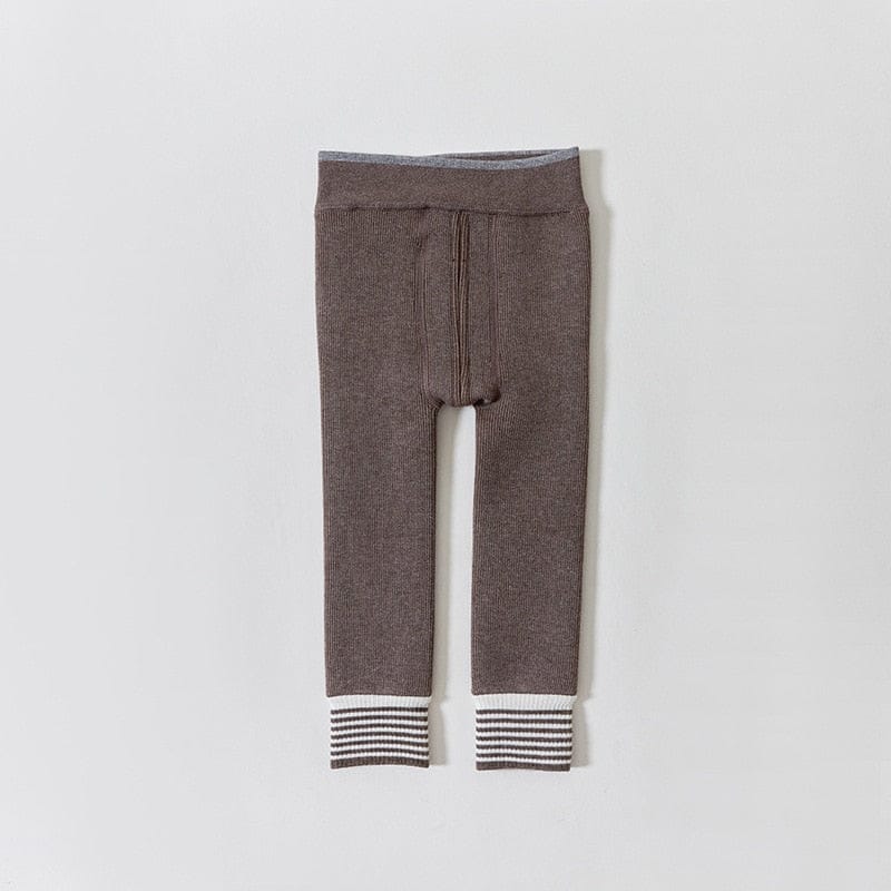 ベビー用靴下・タイツ Khaki / XS ベビー 裏フリース 厚手 レギンス レギパン ボーダー 暖パン タイツ【mh0001184】