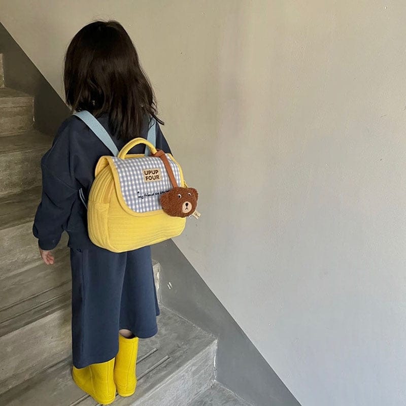 メッセンジャーバッグ kid backpack くま チェック キッズ リュックサック バックパック メッセンジャーバッグ ママバッグ 鞄【mh0001145】