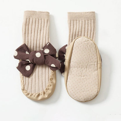 ベビー用靴下・タイツ ベビー みずたま リボン ルームシューズ ソックス 靴下 ファーストシューズ 室内ばき【mh0000919】