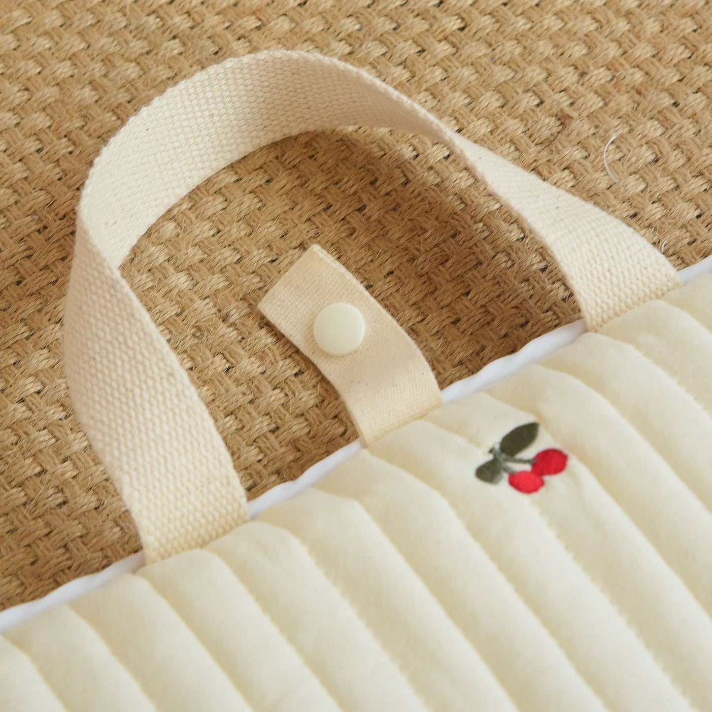 ベビーブランケット・タオル ベビー キルティング 刺繍 お昼寝 マット ポータブル 折りたたみ くま うさぎ オリーブ チェリー りす【mh0000971】