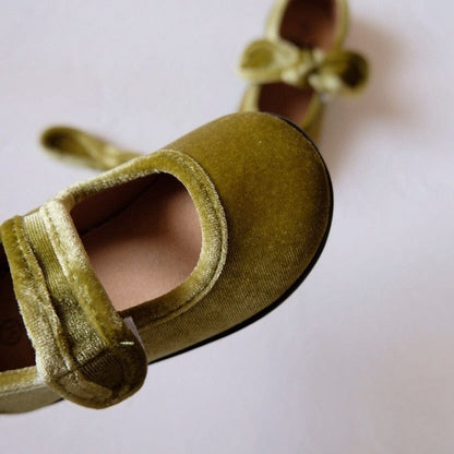 ベビー用靴 ベビー キッズ ベロア リボン ストラップ シューズ フラット バレエシューズ【mh0001076】