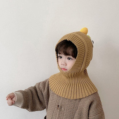 ベビー用帽子 キッズ ニット ダイナソー 恐竜 フーディ フード ケープ スカーフ キャップ 帽子【mh0001108】